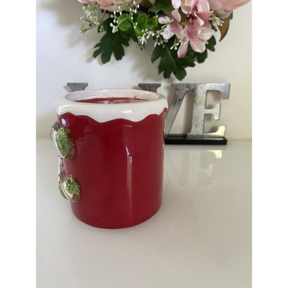 Kohls Vintage Christmas Candle‎ With Big Candy Cane "C" Red w Green Glitter NWT - Picture 13 of 16